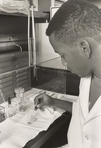Veterinary student in laboratory