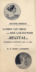 Kathryn Taft Bruce and Rose Case-Haywood recital program