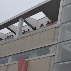 Onlookers on the top floor of the Madison Museum of Contemporary Art