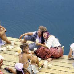 Relaxing on a pier, Hoofer's Club regatta