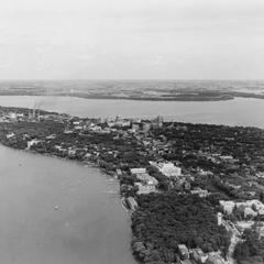 Aerial view of Madison's isthmus