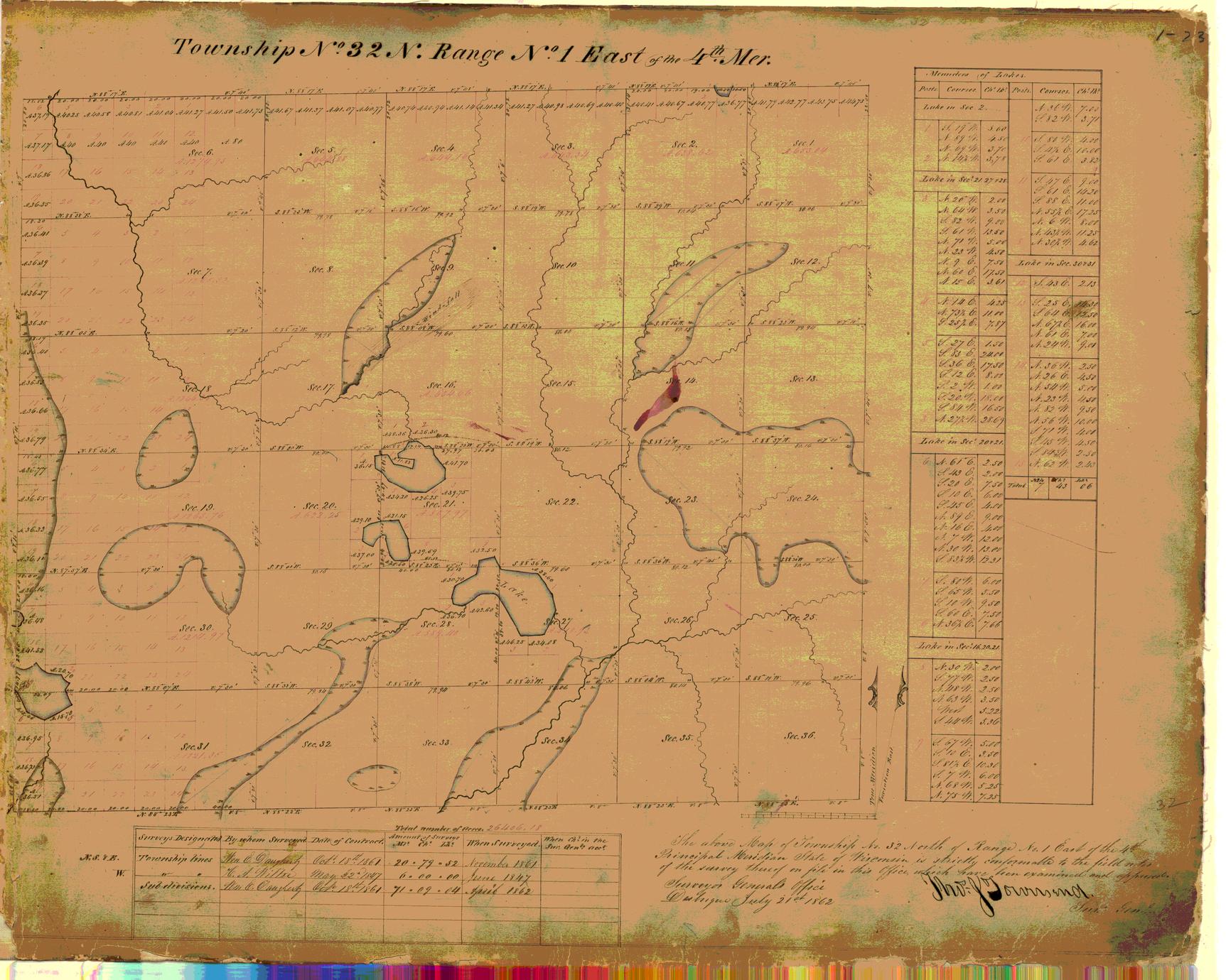 [Public Land Survey System map: Wisconsin Township 32 North, Range 01 East]