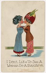 Women kissing, suffrage postcard
