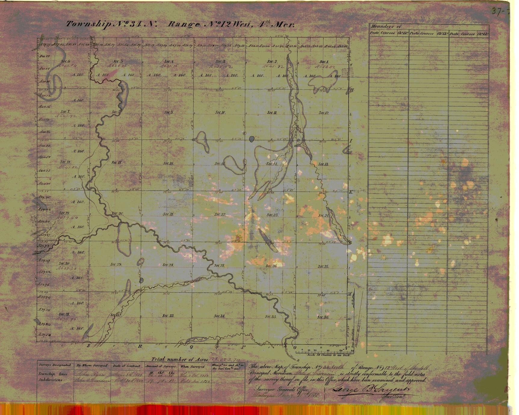 [Public Land Survey System map: Wisconsin Township 34 North, Range 12 West]
