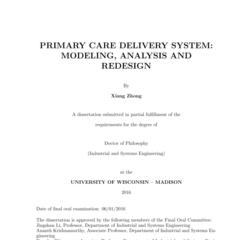 Primary Care Delivery System: Modeling, Analysis and Redesign