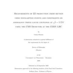 Measurements of ZZ Production Cross Section using four-lepton events and constraints on anomalous triple gauge couplings at √s =13 TeV using the CMS detector at the CERN LHC
