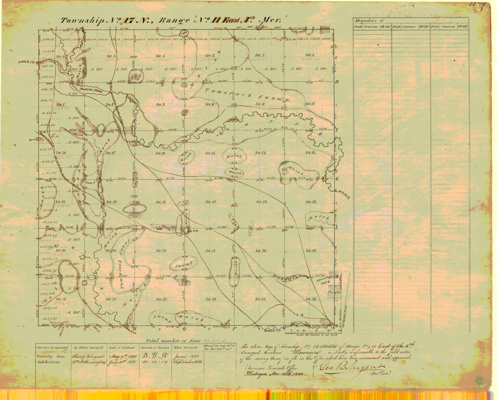 [Public Land Survey System map: Wisconsin Township 17 North, Range 11 East]