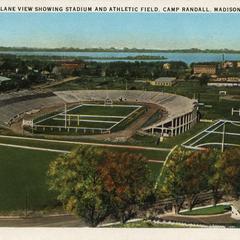 Aerial view of Camp Randall Stadium postcard