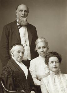 Captain Isaac H. Moulton with his mother, wife, and daughter