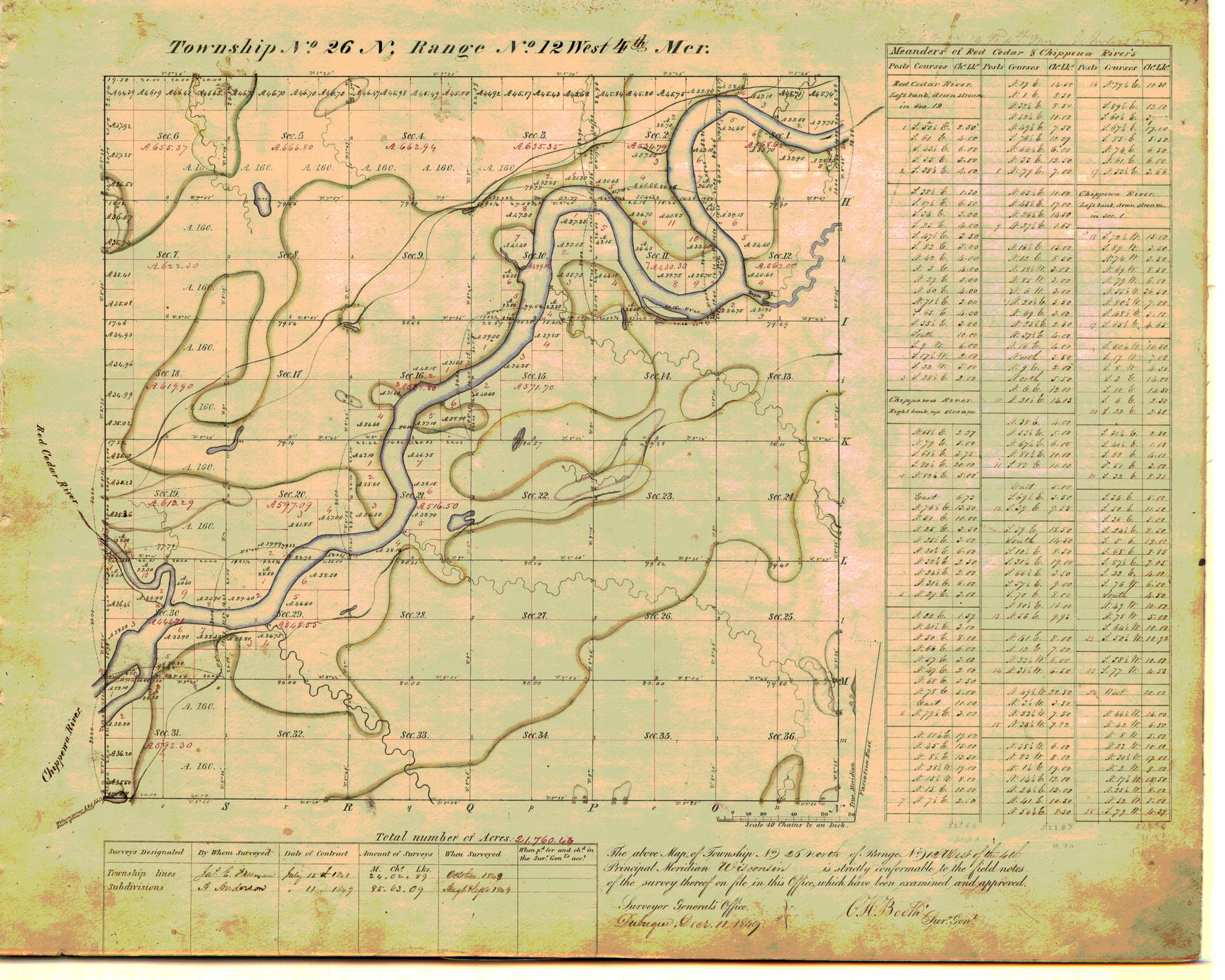[Public Land Survey System map: Wisconsin Township 26 North, Range 12 West]