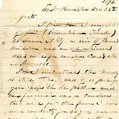 Letter from Nathaniel Dominy VII to Columbian Foundry, 1892