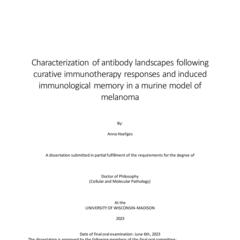 Characterization of antibody landscapes following curative immunotherapy responses and induced immunological memory in a murine model of melanoma