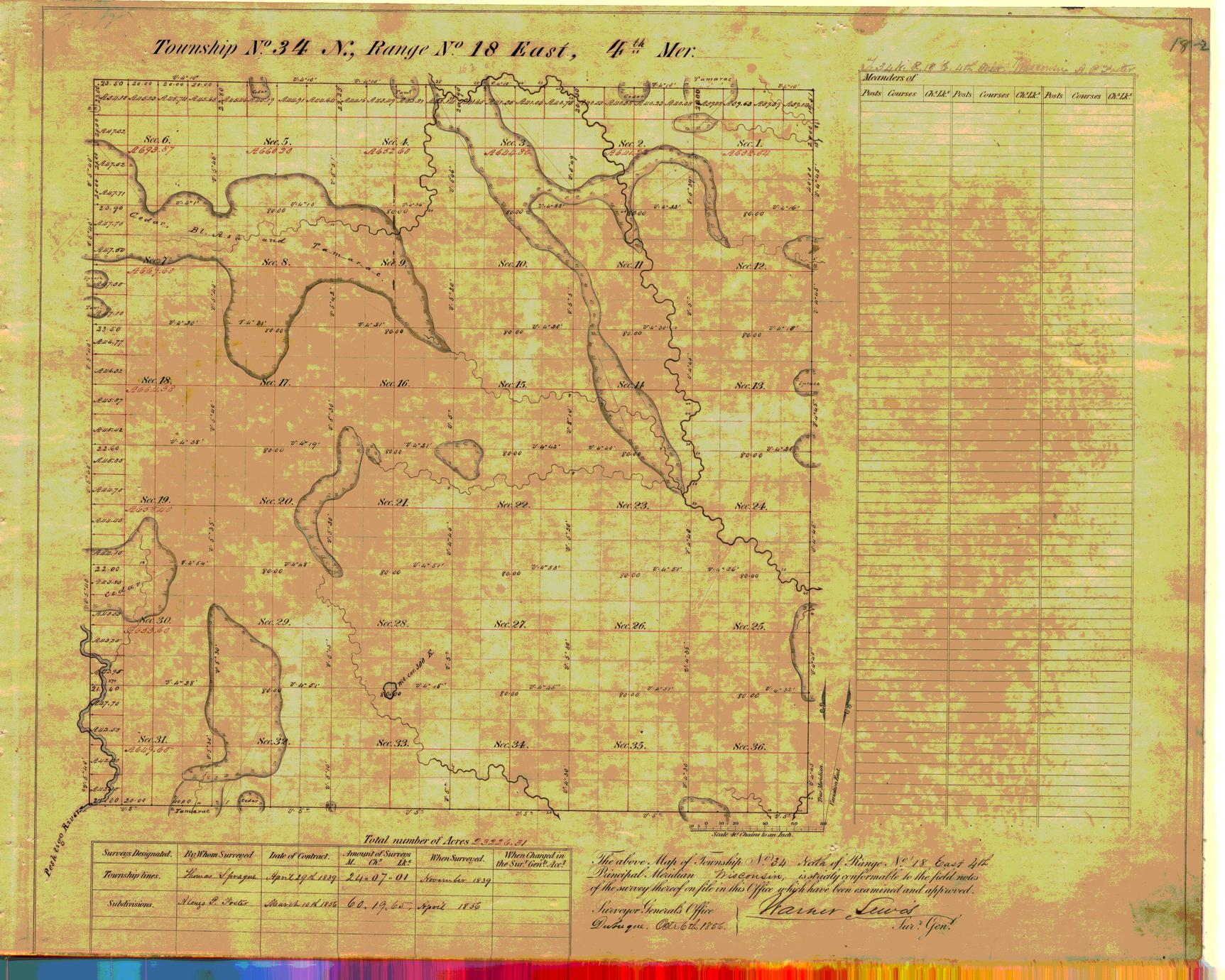 [Public Land Survey System map: Wisconsin Township 34 North, Range 18 East]