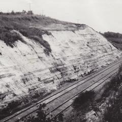 Rocks in railroad cut