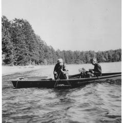 Baum and Birge on lake with "sun machine"