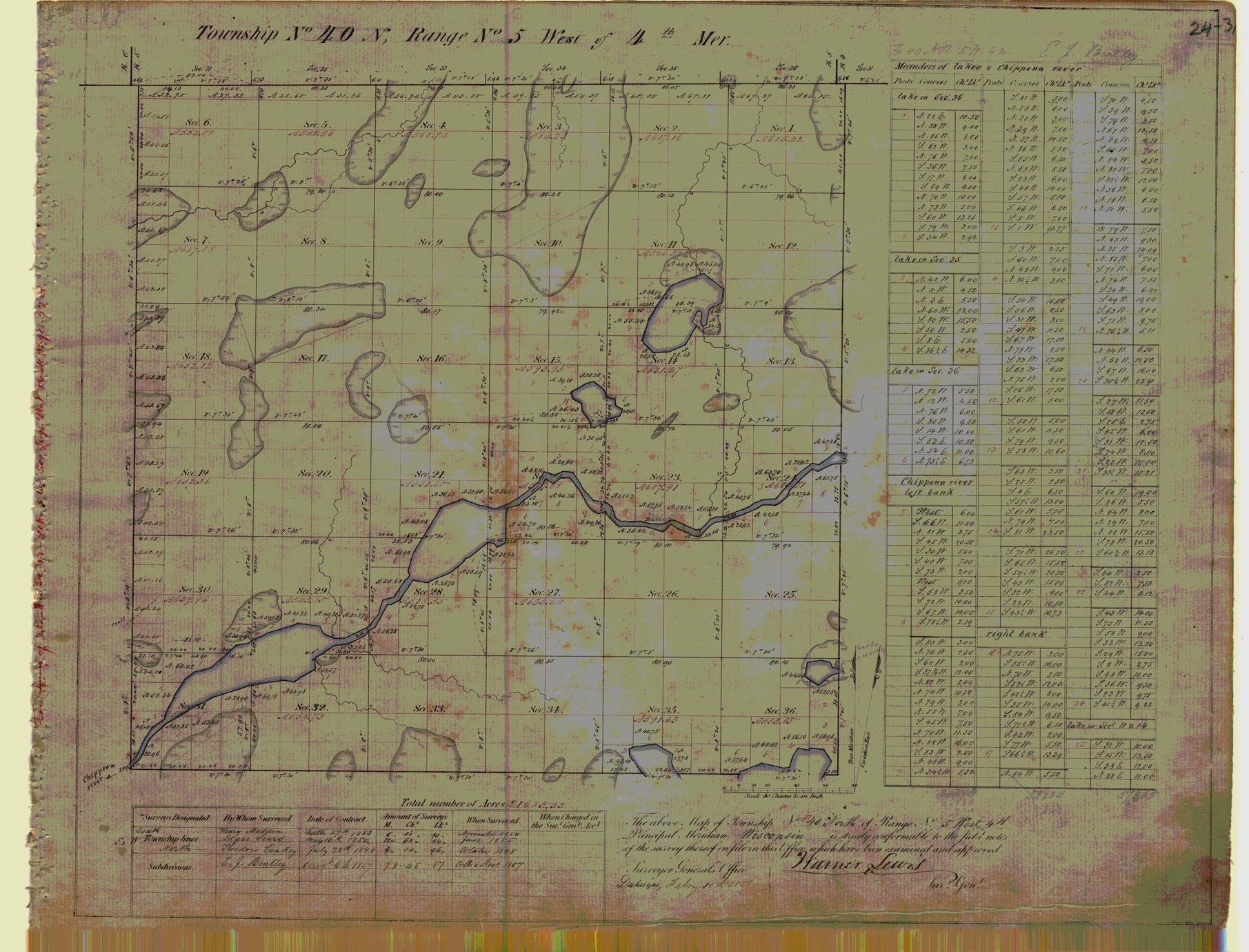 [Public Land Survey System map: Wisconsin Township 40 North, Range 05 West]