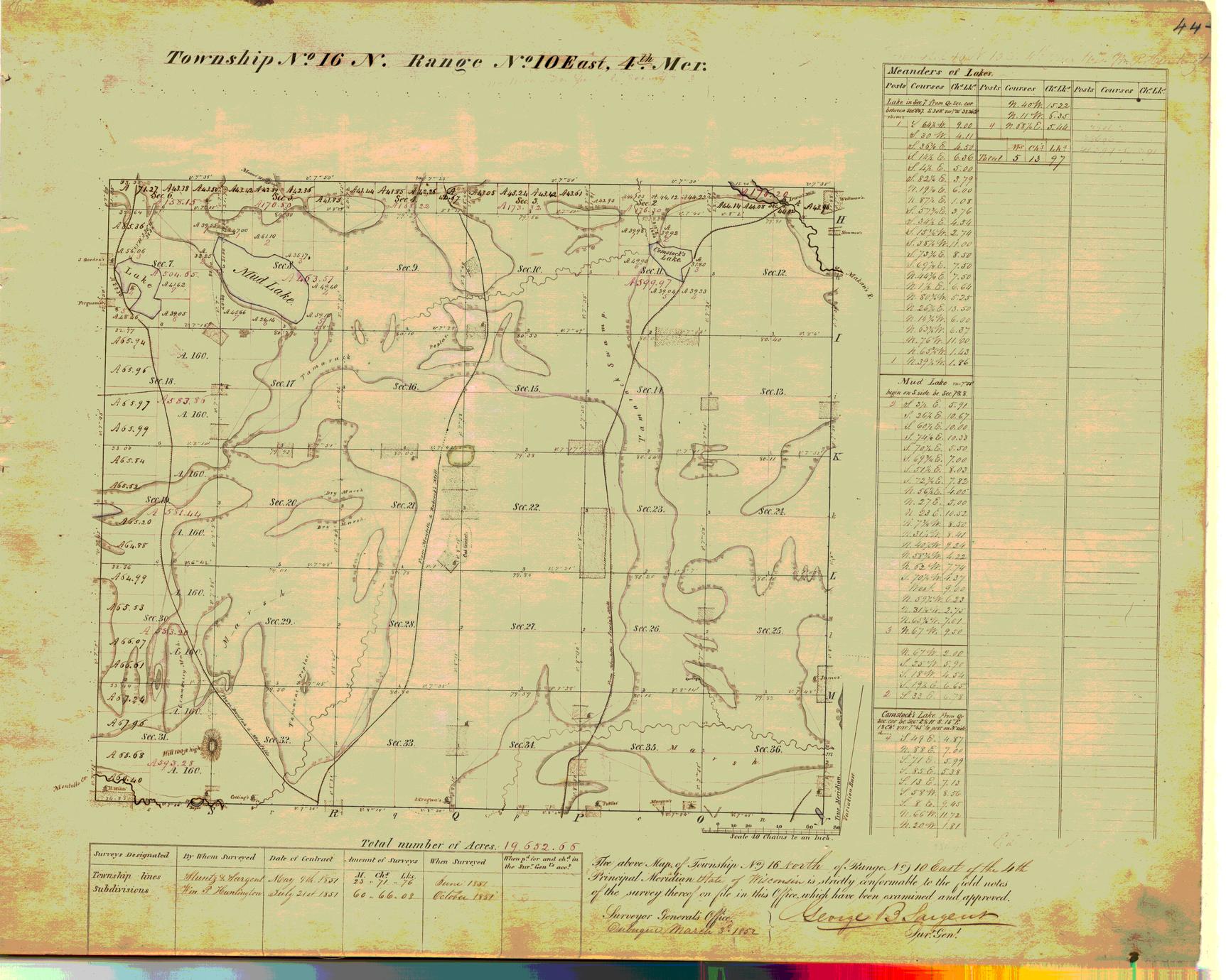[Public Land Survey System map: Wisconsin Township 16 North, Range 10 East]