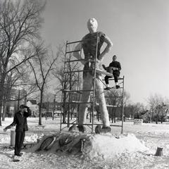 Building a giant snow sculpture
