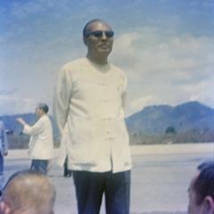 Phagna Pheng Phongsavan awaits the arrival of Prince Souphanouvong at the Luang Prabang airport April 4, 1974