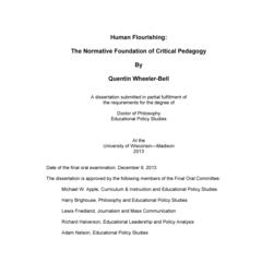 Human Flourishing: The Normative Foundation of Critical Pedagogy