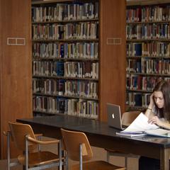 Student studying in UW-Waukesha Library
