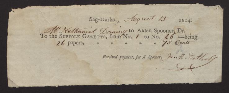 Receipt, 1804