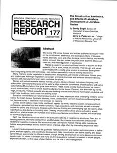 Theconstruction, aesthetics, and effects of lakeshore development : a literature review