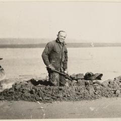 Aldo building duck blind on the Sugar River, near Belleville, Wisconsin, November 10, 1928