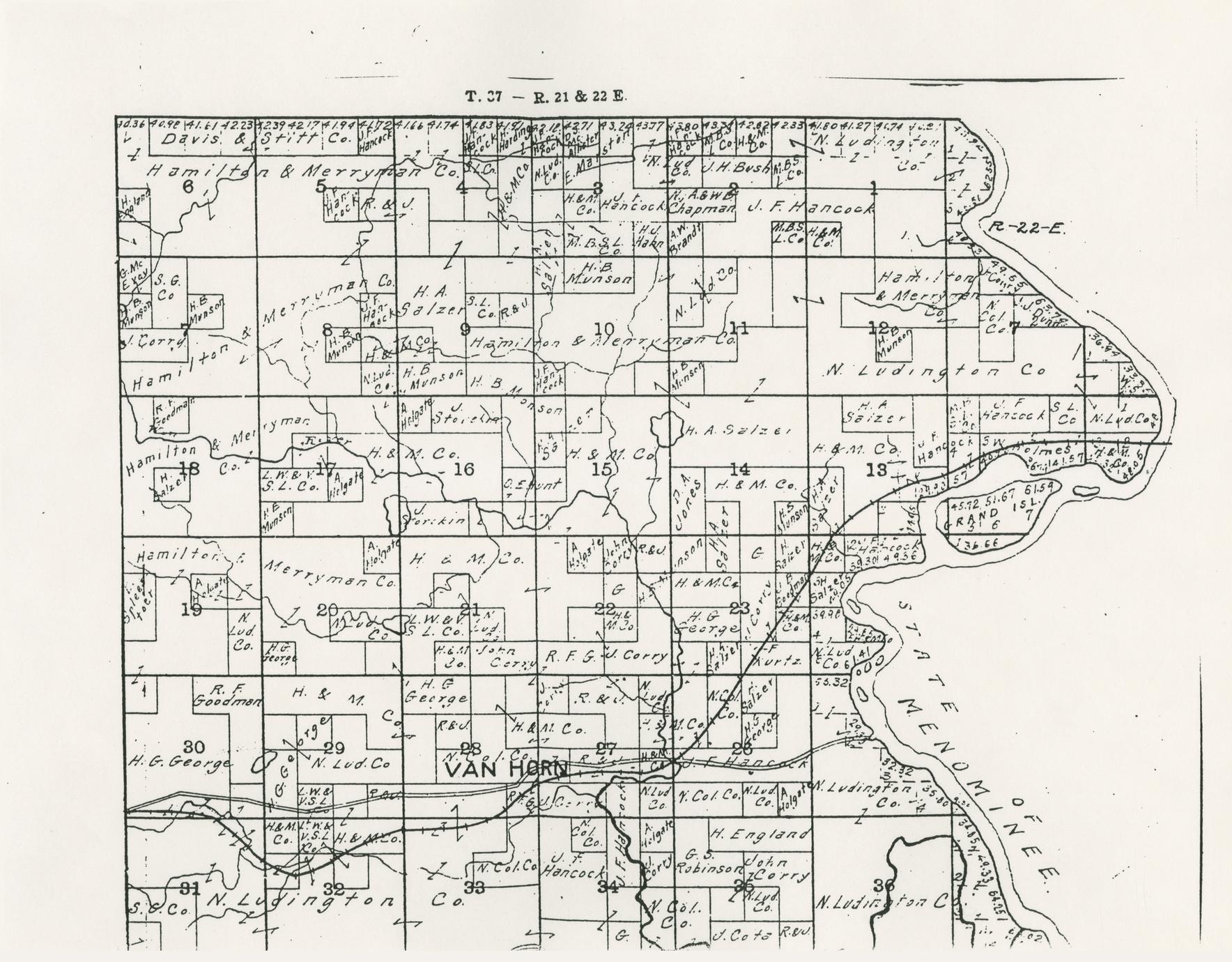 Sectional map of County showing ownership of lands, location