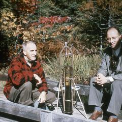 Arthur D. Hasler and Clifford Mortimer on pier