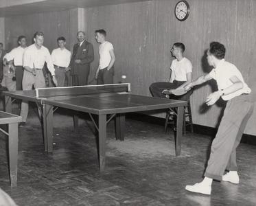 Playing table tennis