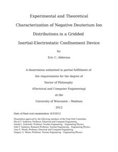 Experimental and Theoretical Characterization of Negative Deuterium Ion Distributions in a Gridded Inertial-Electrostatic Confinement Device