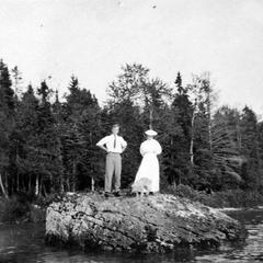 Aldo and Clara Leopold standing on rock