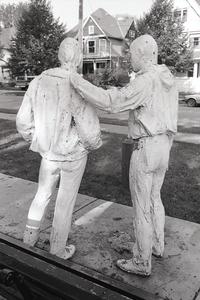 Vandalized Orton Park "Gay Liberation" Statue