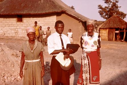 Reverend Musialela, His Wife and Mother Visiting in His Home Village