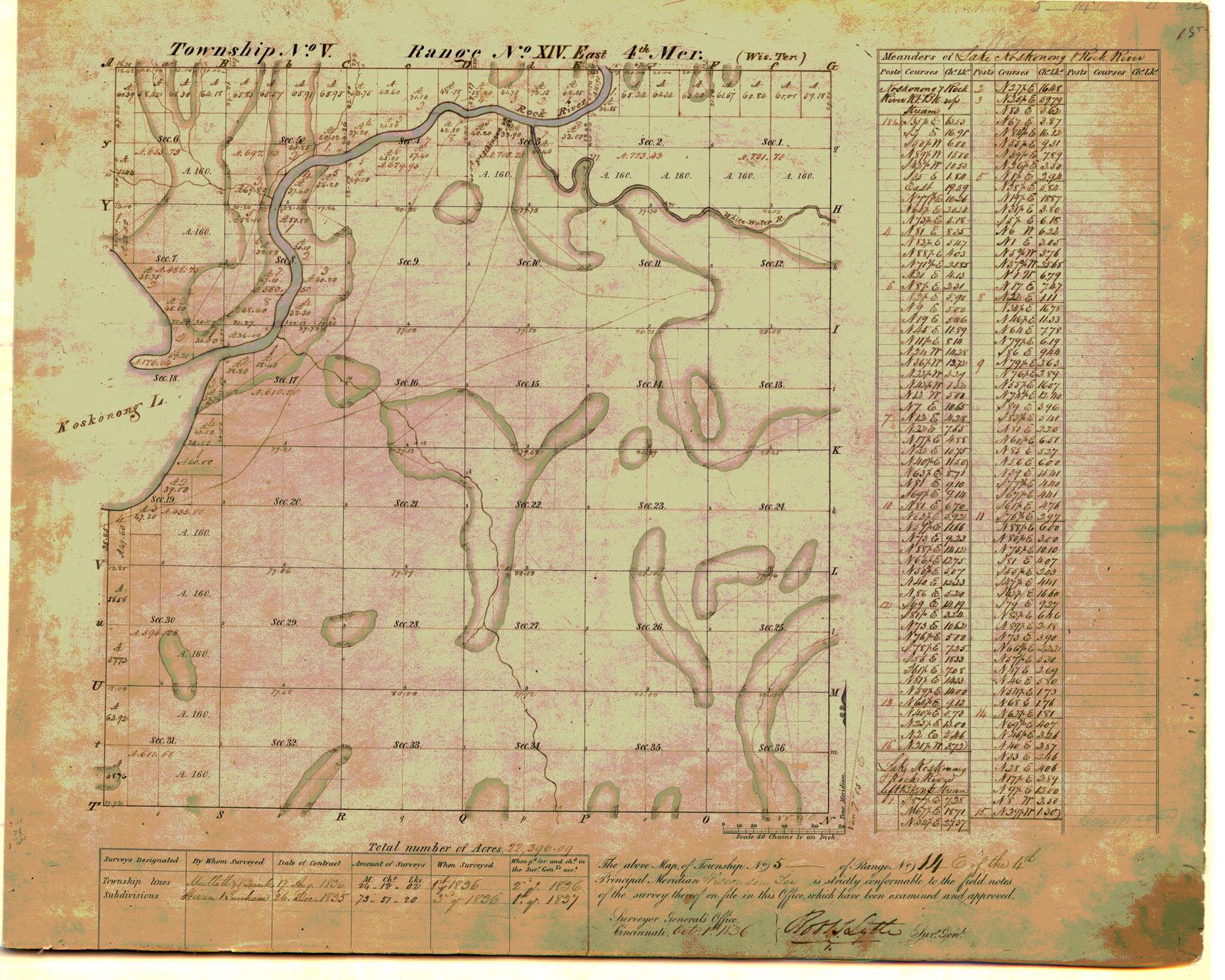 [Public Land Survey System map: Wisconsin Township 05 North, Range 14 East]