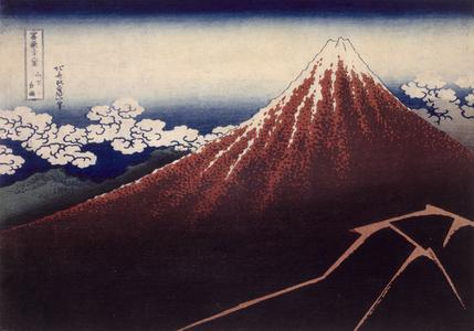 Rainstorm Beneath the Summit (Fuji over Lightening), from the series Thirty-six Views of Mt. Fuji