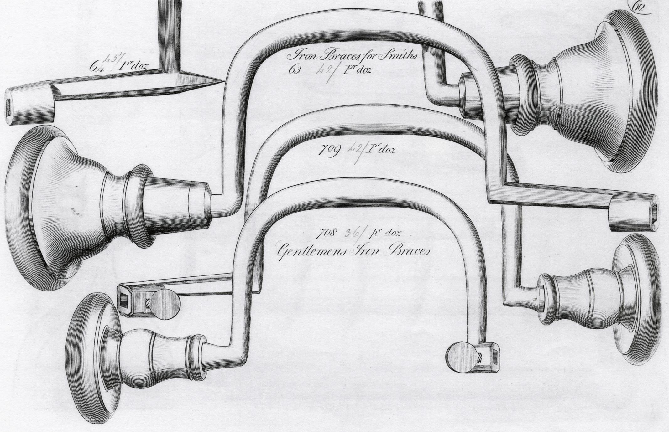 Illustration showing four gentlemens iron braces.