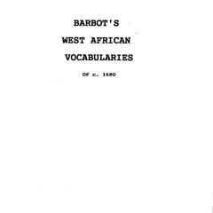 Barbot's West African vocabularies of c. 1680