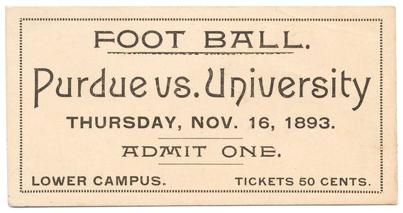 Football ticket for Wisconsin-Purdue game, 1893