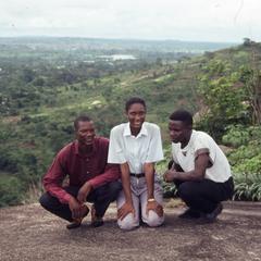 Three people on Ife hill