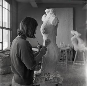 Sculptor in studio