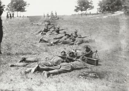 Machine gun practice at Camp Douglas