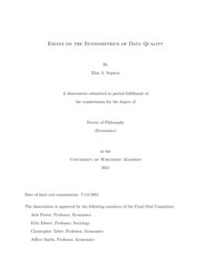 Essays on the Econometrics of Data Quality