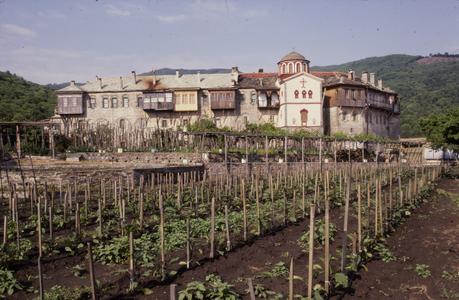 East wing and gardens of Philotheou