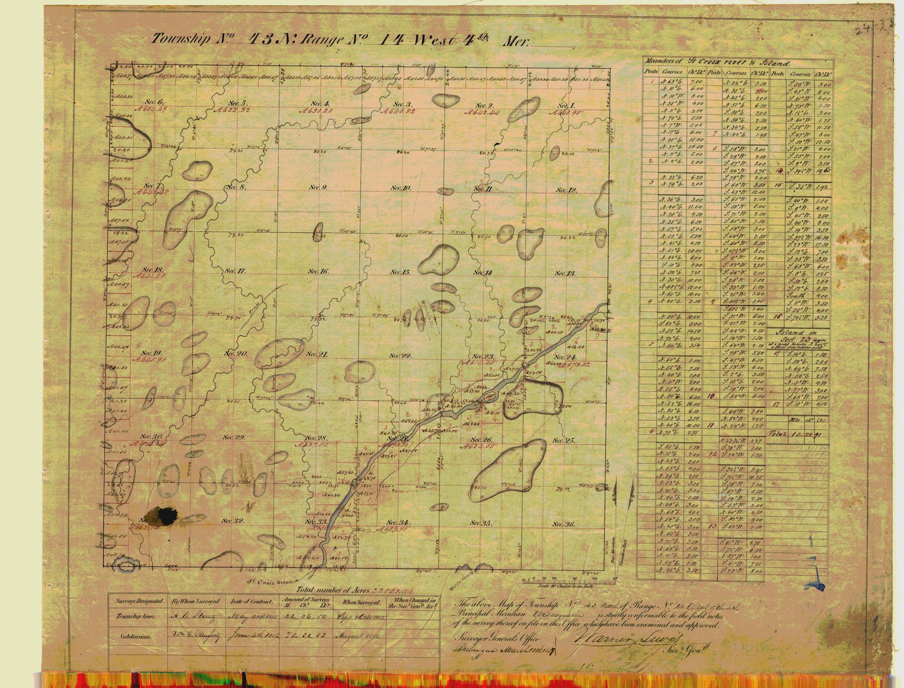 [Public Land Survey System map: Wisconsin Township 43 North, Range 14 West]