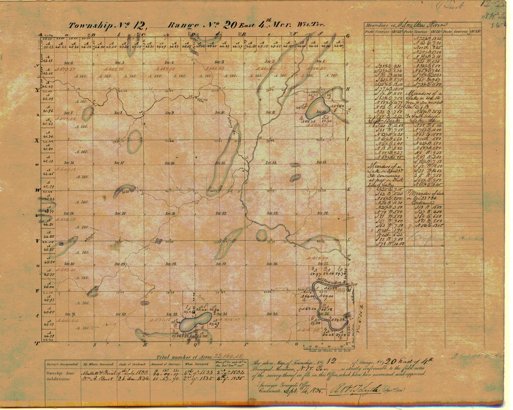 [Public Land Survey System map: Wisconsin Township 12 North, Range 20 East]