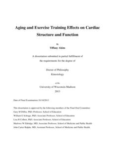 Aging and Exercise Training Effects on Cardiac Structure and Function