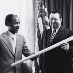 Chancellor Ed Fort and Mayor Tony Dufek, Manitowoc, 1975
