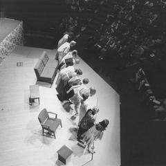 Students on stage in University Theatre in Theatre Hall